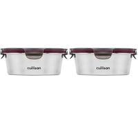 Candl Cuitisan (Flora) conteneur hermétique en acier inoxydable avec un couvercle à clip, rond (Ø12,4cm x 5,4cm / 300ml) (Ø 15,4cm x 6,5cm / 640ml) (Lot de 2)