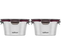 Candl Cuitisan (Flora) conteneur hermétique en acier inoxydable avec un couvercle à clip,rond (Ø12,4cm x 5,4cm / 300ml) (Ø 12,5cm x 7,1cm / 410ml) (Lot de 2)