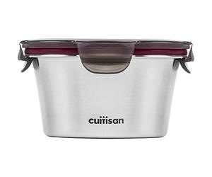 CANDL Cuitisan (Flora) conteneur hermétique en acier inoxydable avec un couvercle à clip,rond (Ø12,4cm x 5,4cm / 300ml) (Ø 12,5cm x 7,1cm / 410ml)