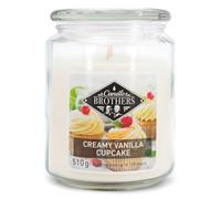 Candle-Brothers Bougie parfumée Creamy Vanilla Cupcake, en Verre, 2 mèches, 510 g, jusqu'à 100 Heures, crème