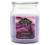 Candle-Brothers Bougie parfumée Lavender, en Verre, 2 mèches, 510 g, 100 Heures de Combustion, Parfum d'ambiance, Violet