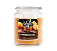 Candle-Brothers Bougie parfumée Orange Cinnamon, dans Un Verre, 2 mèches, 510 g, 100 h de Combustion, Orange.