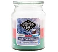 Candle-Brothers Bougie parfumée Winter Wonderland, en Verre, 2 mèches, 510 g, 100 h de Combustion, Vert-Rouge