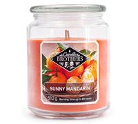 Candle Brothers Grande bougie parfumée, dans un pot en verre, senteur mandarine, longue durée de combustion (80 heures), avec plusieurs mèches, rouge