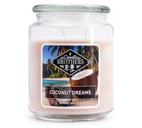 Candle-Brothers Grande bougie parfumée dans un verre avec couvercle - Coconut Dreams - Bougie parfumée à la noix de coco - Bougie à 2 mèches - Longue durée de combustion - Cadeau pour femme