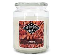 Candle-Brothers Grande bougie parfumée dans un verre - Santal - Bougie parfumée florale - Longue durée de combustion (100 h) - Bougie avec plusieurs mèches - Gris