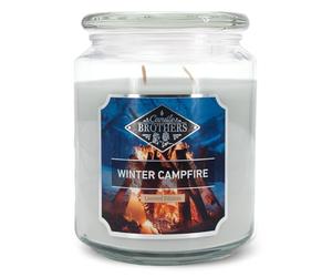 Candle-Brothers Grande bougie parfumée dans un verre | Winter Campfire | Bougie parfumée Feu de camp | Bougie longue durée de combustion (100 h) | Bougie avec plusieurs mèches | Bougies grises