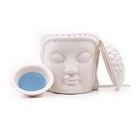 Candle Brothers Lampe à parfum électrique Bouddha | Lampe aromatique pour cire parfumée | Parfum d'ambiance | Céramique blanche | Bureau et chambre à coucher, yoga
