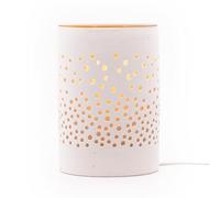 Candle-Brothers Lampe aromatique électrique à pois | Lampe aromatique en céramique blanche | Pour huiles parfumées et fontes de cire | Lampe parfumée | Lampe parfumée électrique | Parfum pour salon