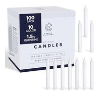 Candle Charisma Lot de 100 bougies de sorts blanches - Bougies carillon en paraffine non parfumées de 10,2 cm, sans fumée et sans goutte, bougies colorées, longue durée de combustion, bougies coniques