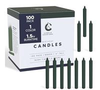 Candle Charisma Lot de 100 bougies de sorts verts - Bougies carillon en paraffine non parfumées de 10,2 cm, sans fumée et sans goutte, bougies colorées, 1,5 heure de combustion de 1 cm d'épaisseur