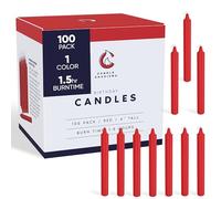 Candle Charisma Lot de 100 bougies rouges à carillon en paraffine non parfumées de 10,2 cm, sans fumée et sans goutte, bougies colorées, longue durée de combustion, bougies coniques de 1,1 cm