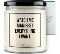 candle guy Bougie parfumée Watch Me Manifest Everything I Want - Fabriquée à la main à 100 % en cire de soja - Durée de combustion de 70 heures