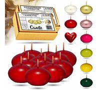 CANDLE HARMONY© Bougies flottantes 12 STK Ø 40 mm avec pétales de rose 2x GRATUIT Couleurs festives Bougie flottante Anniversaire Saint Valentin Pâques Noël Christmas Candles Bougies (Rouge)