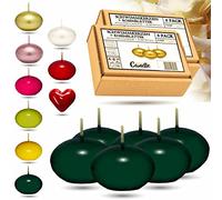 Candle Harmony Lot de 6 Bougies Flottantes Diamètre 40 mm avec Pétales de Rose Couleurs Festives Bougie Flottante Bougies de Noël Bougies (Vert)