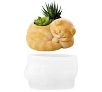 Candle Holder Floral Silicone, Cat Planter Mold, 4.33x3.31x2.64in Resin Craft Form, Heat Resistant Baking Silicone Casting Tool, Container Making Kit, Decorative Gift Feline Enthusiasts Home