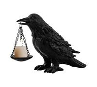 Candle Holder - Resin Raven Lamp Candle Sticks Holder | Scary Statue Decorative Table Centerpieces For Kitchen Events Indoor Tabletop Haunted House Living Room Bedroom