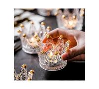 Candle Holders Set of 6 Crown Glass Tealight Candle Holder for Wedding, Party and Home Decor