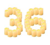 CANDLE IDEA 36 Pièces Bougies LED Sans Flamme Vacillante, Alimentées Par Piles Bougies Chauffe-Plat Électriques Sans Flamme Petite Bougie Pour Anniversaire Mariage Halloween Noël Décoration