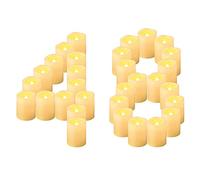 CANDLE IDEA 48 Pièces Bougies LED Sans Flamme Vacillante, Alimentées Par Piles Bougies Chauffe-Plat Électriques Sans Flamme Petite Bougie Pour Anniversaire Mariage Halloween Noël Décoration