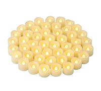 CANDLE IDEA Lot de 48 bougies LED sans flamme vacillantes - Bougies votives à LED avec pile ou électricité - Bougies LED en vrac pour décorations d'Halloween, Noël, mariage, fêtes, etc. (Blanc chaud