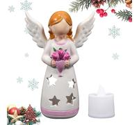 Candle Lamp - Resin Angel Candlestick, Statuesque Figurines with Warm LED Glow, Decorative Spiritual Ornament, Home Aesthetic Accent, Memorial Sculpture for Birthday Christmas Mother's Day