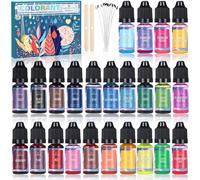 Candle Liquid Dye-24 Colors X10ml Wax Dye For Candles,Making Kit Pigment Concentrated Soy,Bee,Gel 10ml Each,Multicolor