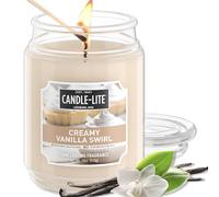 Candle-lite Bougies parfumées, parfum tourbillon de vanille crémeuse, une bougie d'aromathérapie à mèche unique de 532 ml avec 110 heures de combustion, couleur blanc cassé