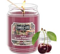 CANDLE-LITE Parfum juteux cerises noires, une bougie d'aromathérapie à mèche unique de 532 ml avec 110 heures de combustion, couleur rouge foncé, pot