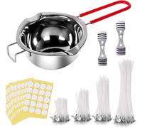 Candle Making Kit,200 Diy Candle Wicks With 400 Ml Crucible,200 Double-Sided Wick Stickers,2 Fixed Wick Holders,For Diy Candle Making.[W57]