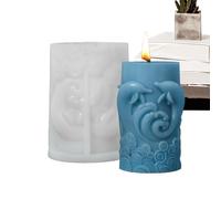 Candle Mold - Dolphin Cylinder Mold - Dolphin Gypsum Moulds | Relief Dolphin Pattern Cylindrical Candle Silicone Mold Handmade Aromatherapy Gypsum Making Mould