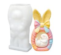 Candle Mold - Moule 3D Bunny Baking Mould, Wax Molds, for Easter Spring Crafting Cake Resin Casting Soap Chocolate Candy