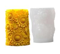 Candle Molds, 3D Carved Sunflower Pillar Candle Making Molds Flowers Soap Mould Plaster Epoxy Resin Crafts Supplies Wedding Home Decor