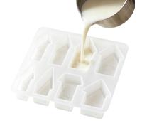 Candle Molds - 8 Cavity Silicone House Casting Moulds, Plaster And Concrete | 8 Cavity Silicone Candle Molds, House Shaped Casting Design, Creates Decorative Crafts With Plaster Or Concrete, For Home, Sc