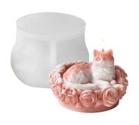 Candle Molds Silicone, 3d Cat Rose, Chocolate Soap Mould, Flexible Non Stick Design Perfect, for Diy Lovers Home Farmhouse Holiday Party Plaster Resin Craft Soap Fondant Cake