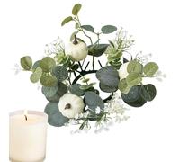 Candle Rings, Wedding Green Leaf Rings, 30cm Floral Hoop Accent Elegant Look, Silk Eucalyptus Fabric Floral Hoop Design, Ornament Circle Holder Display Stand Function, Home Table Door Use 9.84 inches