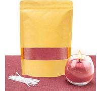 Candle Sand With Wick 400 G Candle Wax With 20 X 10 Cm Wicks,20 Candle Wicks Without Base,Wax Granules For Home Candle Making-Red Bean Paste.[W45]