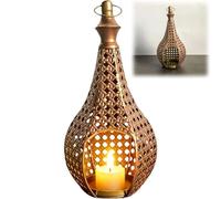 Candle Stick Holder,Hollow-Out Geometric Design Lamp Stand,Metal Taper Decorative Candle Holders,for Dining Room,Home Decor,Wedding,Christmas,Thanksgiving Fireplace,Table Centerpiece (Orange)