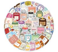 Candle Stickers, 50-Pack Aromatherapy Skateboard Decals, Fun Aesthetic Vinyl Stickers for Students, Teachers, Teens, Adults, Home, Classroom, School Decoration More