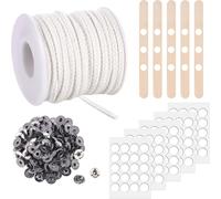 Candle Wick 1600 Cm,75 Strands Candle Wicks For Thick Candles,Cotton With 100 Metal Base Stickers,For Thick Candles.[W436]