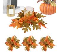 Candle Wreath Rings | 4-Piece Autumn Harvest Table Centerpiece |