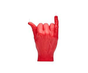CandleHand Bougie de geste de la main SHAKA - grande taille réelle de la main 17 x 11 x 6 cm - anniversaire inhabituel, bureau, cadeau de pendaison de crémaillère (Rouge)