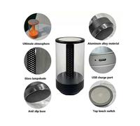 Candlelight Desk Lamp Charging Bedhead LED Portable Light Romantic Dining Table Outdoor Camping Candle Nightlight Black