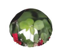 Candles And Red Rose Wine Printed Double Layer Doublé Bonnet de douche pour femme Réutilisable