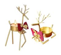 Candlestick Holder - 2-Pieces Romantic Cute Christmas Reindeer, Reindeer Tea Candle Holder, Home Decor Candles Sticks Holders for Bathroom Bedroom Tabletop Apartment Party Banquets