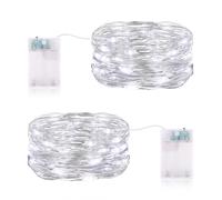 CandLuc Guirlande Lumineuse avec Minuterie, LED Guirlande Lumineuse a Pile 5M 50 LEDs Girlande de Lumière Decoration pour Chambre Jardin Noël Intérieur Décoration