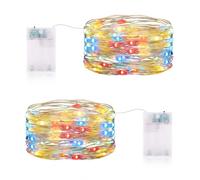 CandLuc Guirlande Lumineuse avec Minuterie, LED Guirlande Lumineuse a Pile 5M 50 LEDs Girlande de Lumière Decoration pour Chambre Jardin Noël Intérieur Décoration