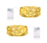 CandLuc Guirlande Lumineuse LED, 2m 20 LED Guirlande Lumineuse à Piles avec Minuterie Étanche Guirlande Led pour Chambre à Coucher, Mariage, Fête et Décoration de Noël