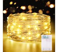CandLuc Guirlande Lumineuse LED à Piles 5M 50 LEDs, Mini Guirlande LED avec Minuterie Interieur Extérieur Décoration Lumière pour Chambre Noël Mariage Anniversaire Soirée,