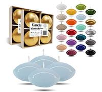 CANDLY HANDMADE Grandes 4x Bougies flottantes Premium Ø 70 mm | Anniversaire & Jour du Nom, Réception de Mariage, Saint Valentin, Pâques, Noël, Décoration de maison élégante, Candles (Bleu Clair)